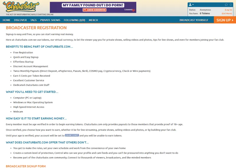 REGISTRERING FOR BROADCASTERE